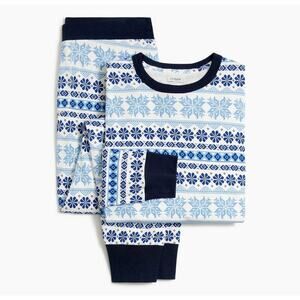 J Crew Factory Holiday Pajama set Mens Large Blue Snowflake 100% Cotton